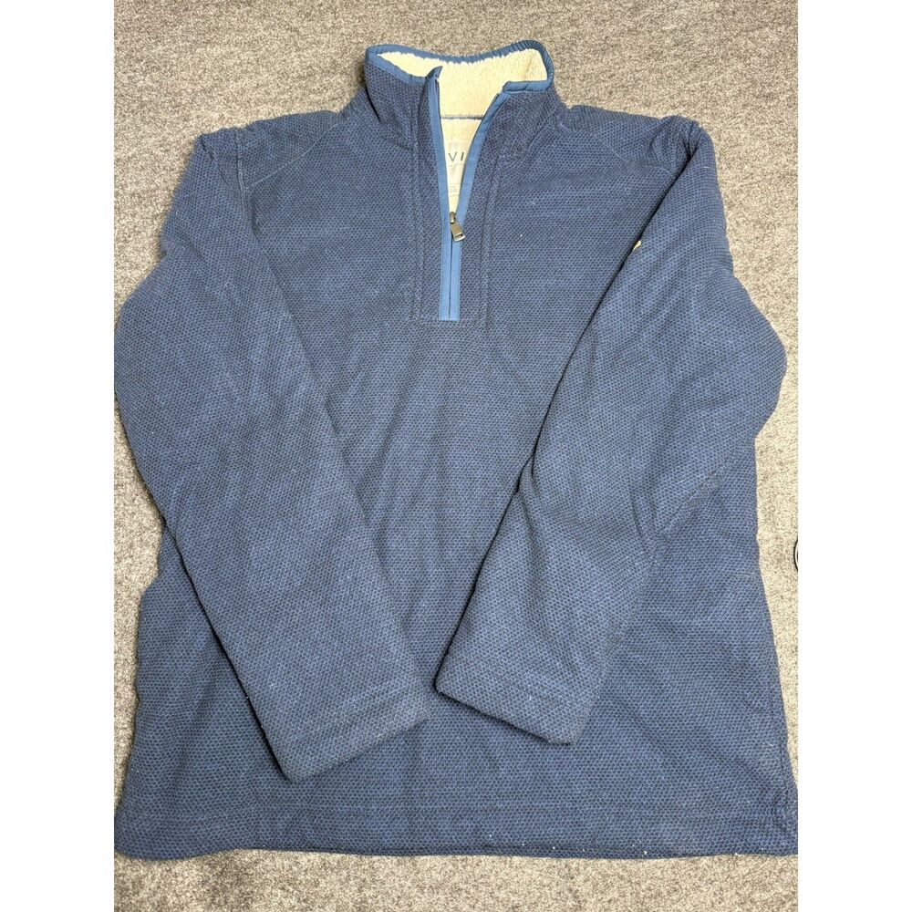 Orvis Quarter zip Jacket Blue Men's Size Small Thick Sherpa Inner lining